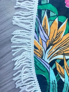 Serviette de plage arrondie recto-verso personnalisable en microfibre imprimée de couleur unie, tissu en coton et lin, fournisseur direct de Mumbai en Inde - Product Image 5