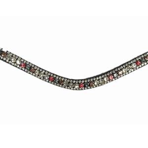 Nouvel arrivage de bande de front de cheval en cuir fait à la main en forme de vague décorée de 3 rangées de cristaux multicolores strass bande de front bling - Product Image 4