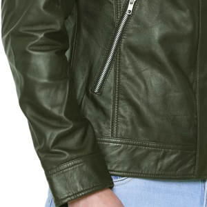 Veste en similicuir noir pour homme, coupe ajustée, col montant, fermeture à glissière sur le devant, vêtements d'extérieur d'hiver légers, doublure douce, design moderne - Product Image 6