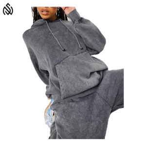 Venta al por mayor 100% de algodón lavado con ácido desgastado chándales de Jogger para las mujeres de peso pesado gimnasio chándal para el ejercicio de primavera - Product Image 5