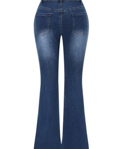 OEM venta al por mayor señoras pantalones de mezclilla de cintura alta Streetwear estilo transpirable cómodo largo pantalones vaqueros de pierna ancha para las mujeres - Product Image 1