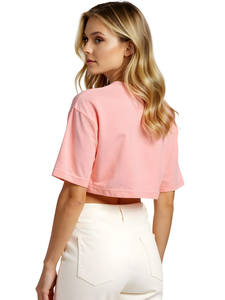OEM Custom 100% Cotton Short Sleeve Loose Street Unisex <b>Crop</b> <b>Top</b> for Women Light <b>Pink</b> Colour Comfortable Crew Neck Breathable - Product Image 2