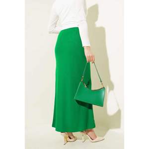 Slit <b>Elastic</b> <b>Waist</b> Knit <b>Skirt</b> Emerald - Product Image 2