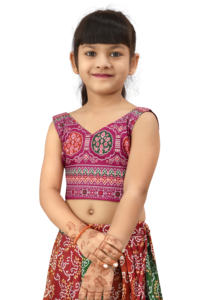 Ensemble Lehenga Choli Shoryam Fashion traditionnel rose Bandhani, longueur au sol, séchage rapide, entièrement cousu, coupe classique pour filles |   Diwali - Product Image 4