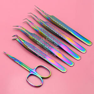 Pince à cils à pointe en fibre de marque privée 45 pince à épiler à volume incurvé à 90 degrés ensemble de pinces à cils en acier inoxydable - Product Image 5