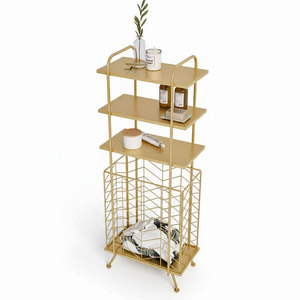 KPT68030 Bathroom Shelves with Iron Frame and Storage <b>Basket</b> Practical and Stylish - Product Image 1