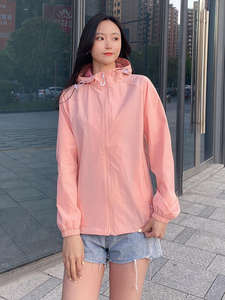 Veste de pluie d'extérieur monocouche à imprimé logo personnalisé automne printemps à coquille souple coupe-vent imperméable et respirant en stock - Product Image 3