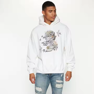 Sweat à capuche unisexe personnalisé avec strass, coupe droite, effet délavé, imprimé sérigraphié, en molleton 100% - Product Image 4