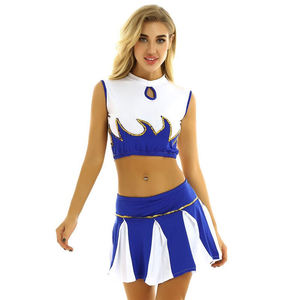 Tenues de cheerleading, haut sans manches en spandex blanc, shorts, 100% costumes de cheerleading pour filles, logo personnalisé imprimé, jeunes - Product Image 1