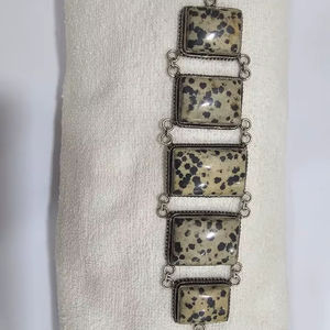 Bracelet multi-pierres précieuses en argent sterling 925 avec dalmation naturelle jaspe pierre de guérison jaspe dalmatien - Product Image 1