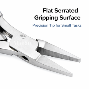 Alicates de Punta Plana de 5.5 Pulgadas, Acero Inoxidable, Mordazas Dentadas, Mini Herramienta Manual para Joyería - Product Image 4