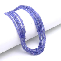 Perles Rondelles de Tanzanite 100% Naturelle, Facettées, Bleues, en Fils, pour Bijoux Personnalisés - 3.5-4.5mm, Certifiées par un Certificat Tierce Partie