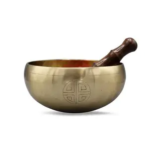 古董手工黄铜藏式高级成品歌唱碗用木棍祈祷冥想