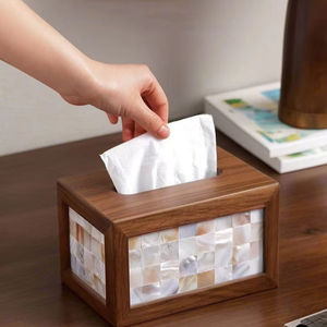 Vente en gros à bas prix de couverture de boîte à mouchoirs en nacre avec design de forme carrée support de boîte à mouchoirs en tissu incrusté de luxe fabriqué au Vietnam - Product Image 1