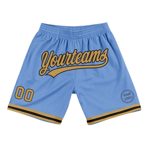 Industrie Direct Engro Sportswear Basketball Shorts Custom Light Blue Old Gold-Black Authentic Throwback Basketball Shorts - Product Image 1