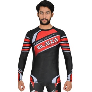 เสื้อกีฬารัดรูปแขนยาวสำหรับผู้ชายเสื้อรัชการ์ดแบบกำหนดเอง odm/oem mma/bjj ชุดออกกำลังกายทางการแบบถักดิจิตอลเป็นมิตรกับสิ่งแวดล้อม - Product Image 3