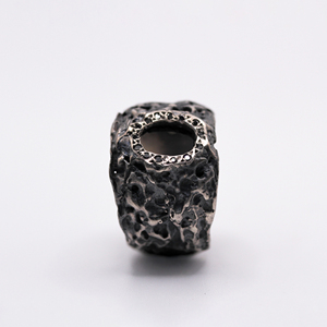 Handmade 925 Sterling Silver Organic <b>Black</b> Diamond Signet <b>Ring</b> Vintage Style Wide Band Wedding Gift Made in Turkey - Product Image 3