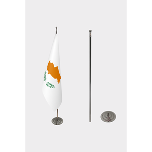 Bandera de escritorio oficial de Chipre para interiores, estilo banderín, con asta de aluminio, tela digital de seda, algodón, plástico, poliéster, para exhibición educativa - Product Image 2