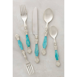 De luxe En Laiton Poli Miroir Os Poignée Couverts Ensemble de 5 Argent Plaqué Alimentaire Fort Cuillère Fourchette Couteau Ensemble De Vaisselle - Product Image 6