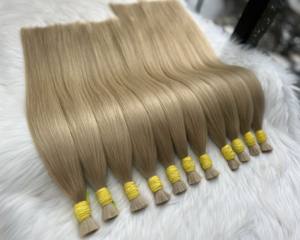 Vente en gros de cheveux humains vietnamiens longs, soyeux, lisses et lisses, blonds, 100 grammes en vrac, toutes les cuticules alignées, toutes les couleurs conviennent - Product Image 6