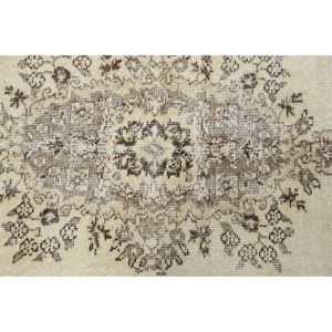 Tapis turc vintage 3,5x3,5 pieds, tapis patchwork blanc - Product Image 4