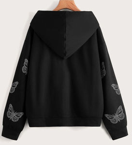 Sudadera con Capucha y Sudadera Térmica de Moda, 100% Algodón, Lavado Ácido, Talla Grande, con Pedrería, para Hombre - Product Image 2