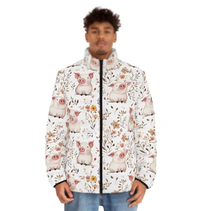 Veste d'hiver personnalisée au style unique, coupe ajustée, épaisse, respirante, rembourrage gonflé, col montant, manches longues, sublimée - Product Image 5