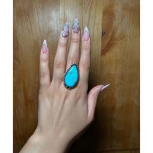 Zachariah David Men's Romantic <b>Adjustable</b> <b>Ring</b> Blue Bird Turquoise Platinum Oval Cut Sterling Silver Platinum Everyday Wear - Product Image 5