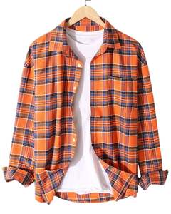 Custom Navy BluePlaid <b>Men</b> Flannel <b>Shirt</b> <b>Long</b> SleeveButton Down <b>Casual</b> Cotton Checkered <b>Shirt</b> Autumn Winter Daily Wear FashionTop - Product Image 1