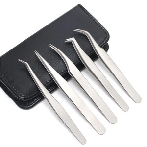 Ensemble de pinces à épiler de précision 5pes Kit de pinces à épiler en acier inoxydable antistatique pour bijoux artisanaux pince à épiler d'extension de cils de sourcil - Product Image 1