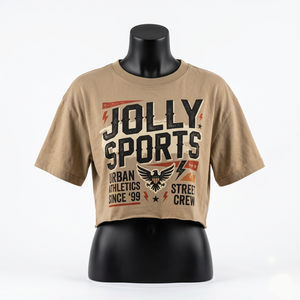 Camiseta Corta para Mujer, 220 GSM, Algodón Jersey, Color Camel, Estampado de Diamantes de Imitación, Logotipo Personalizado, 100% Algodón, Transpirable - Product Image 6