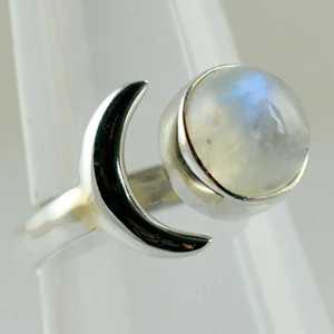 Anillo de Plata de Ley 925 con Piedra Lunar Arcoíris, Hecho a Mano, con Incrustaciones, Estilo Boho, Joyería de Piedra de Nacimiento de Junio, Regalo Perfecto - Product Image 5