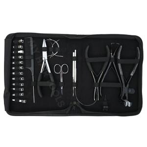 Kit d'outils pour extensions de cheveux : applicateur, pince pour extensions à ruban, pince à sertir plate, pince à retirer les perles, crochet pour boucle de fil, ciseaux à cheveux, aiguilles en C - Product Image 5