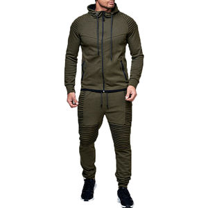 Chándal de calle para hombre, conjunto de cremallera completa OEM con estampado de logotipo, atuendo urbano elegante para marcas de moda y deportes juveniles - Product Image 3