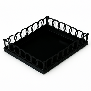 DERNIER plateau en métal doré de qualité supérieure avec bordure en boucle circulaire plateau rectangulaire pour la décoration intérieure de luxe plateau de salle à manger à vendre - Product Image 2