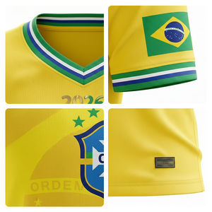 Camiseta de Fútbol Personalizada por Sublimación, Selección Brasileña de Fútbol, Mundial 2026, Transpirable, de Poliéster de Secado Rápido, OEM - Product Image 3