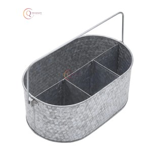 Trendy Galvanized <b>Caddy</b> Tool Stylish Oval Shape Handmade Tabletop <b>Kitchen</b> Storage Holder Used In Home Hotel & Resort Decor - Product Image 6