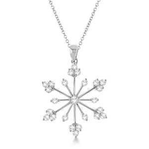 Collier avec pendentif en forme de flocon de neige en or blanc 14 carats (0,77 ct) - Product Image 1