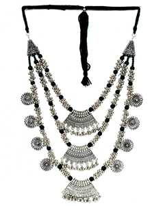 Meilleure vente Ensemble de colliers en argent oxydé Fournisseur indien direct Style géométrique multicouche pour les occasions de mariage Glowing - Product Image 2