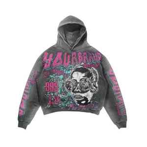 Sudadera con capucha para hombre DTF estampado 100% algodón personalizado peso pesado jersey de gran tamaño sudadera en blanco para imprimir suministro de ropa urbana a granel - Product Image 5