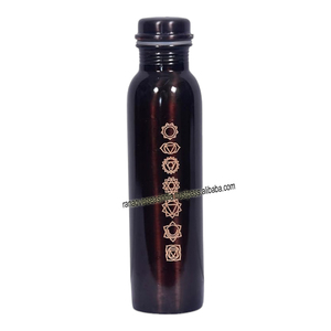 อายุรเวทงานทำมือทั้งเจ็ดจักระขวดน้ำทองแดงแท้สลักรูปดื่มโดยตรงสำหรับยิมกีฬาออฟฟิศโยคะ - Product Image 6