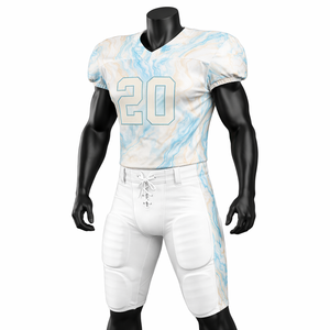 Wholesale Sublimation American Football Uniform Custom <b>Marble</b> Jersey Set Breathable Teamwear Padded Pants OEM Factory Price - Product Image 3