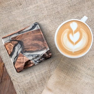 Dessous de verre artisanaux en bois de manguier et pierre, tapis de protection de table durables de style vintage pour la maison, le café ou le bureau - Product Image 3