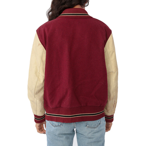 Women Crop <b>Varsity</b> <b>Jacket</b> 2025 Custom Color Breathable Wool/Polyester Stand Collar Custom Logo OEM Service <b>Plain</b> Dyed Nylon - Product Image 2