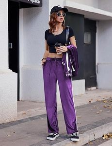 Survêtement respirant 2 pièces pour femmes, tenue de détente en velours confortable avec haut zippé, pantalon de survêtement, poches pratiques, ensemble de vêtements de détente - Product Image 6
