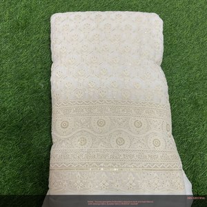 Viscose Georgette Brodé Sherwani et Lehenga Set Multicolore Plaid Séquence Travail Dyeble Tissu avec un Design Complexe - Product Image 4