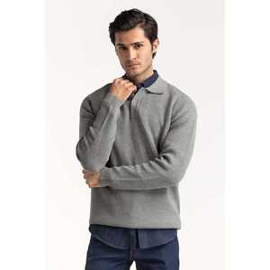 Men's Vintage <b>Cable</b> <b>Knit</b> Mohair <b>Sweater</b> for Polo with Buttons and Logo - Product Image 3