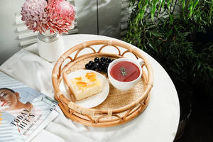 La bandeja redonda de mimbre más barata, cesta tejida a mano para el desayuno, bandeja redonda Bohemia para servir, bandeja de mimbre tejida para mesa - Product Image 3