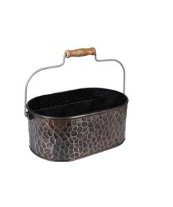 Porte-ustensiles galvanisé avec poignées renforcées et quatre compartiments pour contenir l'argenterie et les articles de fête - Product Image 3