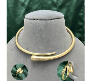 Impresionante Conjunto de Gargantilla y Pendientes de Latón Chapado en Oro de Alta Calidad con Circonitas para Compromiso, Boda, Aniversario, Fiesta, para Mujer - Product Image 1